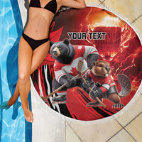 Canada Ice Hockey Champions Personalized Beach Blanket Proud Member of the Eh Team