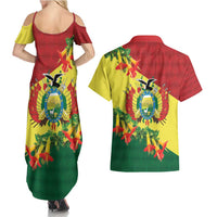 Bolivia Andean Condor Kantuta Flowers Couples Matching Summer Maxi Dress and Hawaiian Shirt