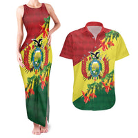Bolivia Andean Condor Kantuta Flowers Couples Matching Tank Maxi Dress and Hawaiian Shirt