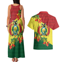 Bolivia Andean Condor Kantuta Flowers Couples Matching Tank Maxi Dress and Hawaiian Shirt