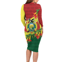 Bolivia Andean Condor Kantuta Flowers Family Matching Long Sleeve Bodycon Dress and Hawaiian Shirt
