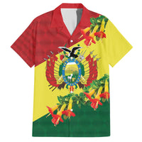 Bolivia Andean Condor Kantuta Flowers Family Matching Off The Shoulder Long Sleeve Dress and Hawaiian Shirt