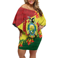 Bolivia Andean Condor Kantuta Flowers Family Matching Off Shoulder Short Dress and Hawaiian Shirt