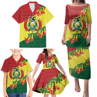 Bolivia Andean Condor Kantuta Flowers Family Matching Puletasi and Hawaiian Shirt