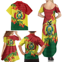Bolivia Andean Condor Kantuta Flowers Family Matching Summer Maxi Dress and Hawaiian Shirt