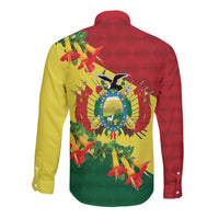 Bolivia Andean Condor Kantuta Flowers Long Sleeve Button Shirt