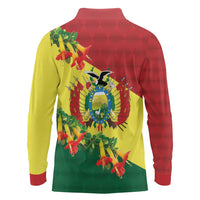 Bolivia Andean Condor Kantuta Flowers Long Sleeve Polo Shirt