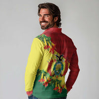Bolivia Andean Condor Kantuta Flowers Long Sleeve Polo Shirt