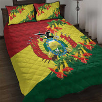 Bolivia Andean Condor Kantuta Flowers Quilt Bed Set