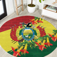 Bolivia Andean Condor Kantuta Flowers Round Carpet