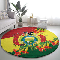 Bolivia Andean Condor Kantuta Flowers Round Carpet
