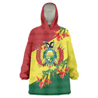 Bolivia Andean Condor Kantuta Flowers Wearable Blanket Hoodie