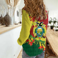 Bolivia Andean Condor Kantuta Flowers Women Casual Shirt