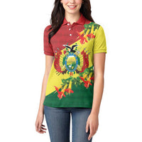 Bolivia Andean Condor Kantuta Flowers Women Polo Shirt