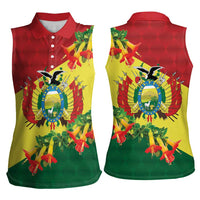 Bolivia Andean Condor Kantuta Flowers Women Sleeveless Polo Shirt