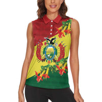 Bolivia Andean Condor Kantuta Flowers Women Sleeveless Polo Shirt