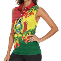 Bolivia Andean Condor Kantuta Flowers Women Sleeveless Polo Shirt