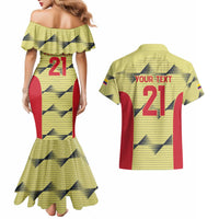 Colombia Football Custom Couples Matching Mermaid Dress and Hawaiian Shirt Los Cafeteros Andean Condor