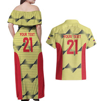 Colombia Football Custom Couples Matching Off Shoulder Maxi Dress and Hawaiian Shirt Los Cafeteros Andean Condor