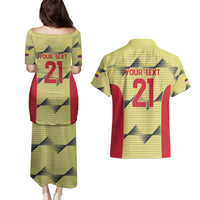 Colombia Football Custom Couples Matching Puletasi and Hawaiian Shirt Los Cafeteros Andean Condor