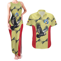 Colombia Football Custom Couples Matching Tank Maxi Dress and Hawaiian Shirt Los Cafeteros Andean Condor