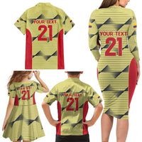 Colombia Football Custom Family Matching Long Sleeve Bodycon Dress and Hawaiian Shirt Los Cafeteros Andean Condor