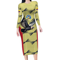 Colombia Football Custom Family Matching Long Sleeve Bodycon Dress and Hawaiian Shirt Los Cafeteros Andean Condor