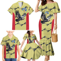 Colombia Football Custom Family Matching Mermaid Dress and Hawaiian Shirt Los Cafeteros Andean Condor