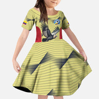Colombia Football Custom Family Matching Off The Shoulder Long Sleeve Dress and Hawaiian Shirt Los Cafeteros Andean Condor
