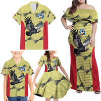 Colombia Football Custom Family Matching Off Shoulder Maxi Dress and Hawaiian Shirt Los Cafeteros Andean Condor