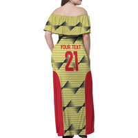 Colombia Football Custom Family Matching Off Shoulder Maxi Dress and Hawaiian Shirt Los Cafeteros Andean Condor