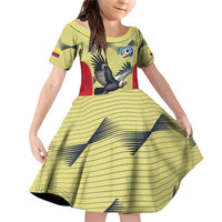 Colombia Football Custom Family Matching Off Shoulder Short Dress and Hawaiian Shirt Los Cafeteros Andean Condor