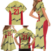 Colombia Football Custom Family Matching Short Sleeve Bodycon Dress and Hawaiian Shirt Los Cafeteros Andean Condor