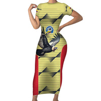 Colombia Football Custom Family Matching Short Sleeve Bodycon Dress and Hawaiian Shirt Los Cafeteros Andean Condor