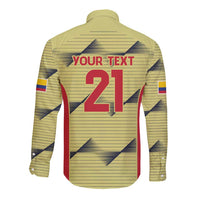 Colombia Football Custom Long Sleeve Button Shirt Los Cafeteros Andean Condor