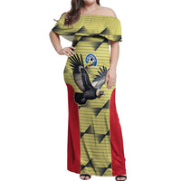 Colombia Football Custom Off Shoulder Maxi Dress Los Cafeteros Andean Condor