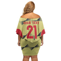 Colombia Football Custom Off Shoulder Short Dress Los Cafeteros Andean Condor