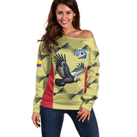Colombia Football Custom Off Shoulder Sweater Los Cafeteros Andean Condor