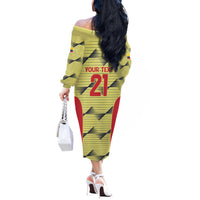 Colombia Football Custom Off The Shoulder Long Sleeve Dress Los Cafeteros Andean Condor