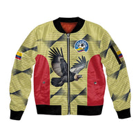 Colombia Football Custom Sleeve Zip Bomber Jacket Los Cafeteros Andean Condor