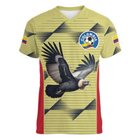 Colombia Football Custom Women V-Neck T-Shirt Los Cafeteros Andean Condor