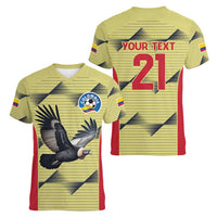 Colombia Football Custom Women V-Neck T-Shirt Los Cafeteros Andean Condor