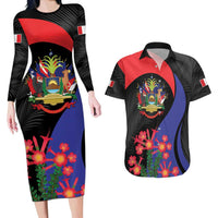 Peru Coat of Arms Couples Matching Long Sleeve Bodycon Dress and Hawaiian Shirt First Version 1821 - 1825