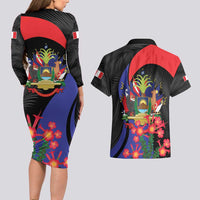 Peru Coat of Arms Couples Matching Long Sleeve Bodycon Dress and Hawaiian Shirt First Version 1821 - 1825
