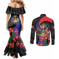 Peru Coat of Arms Couples Matching Mermaid Dress and Long Sleeve Button Shirt First Version 1821 - 1825