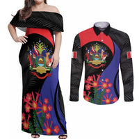 Peru Coat of Arms Couples Matching Off Shoulder Maxi Dress and Long Sleeve Button Shirt First Version 1821 - 1825