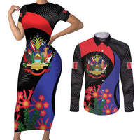 Peru Coat of Arms Couples Matching Short Sleeve Bodycon Dress and Long Sleeve Button Shirt First Version 1821 - 1825