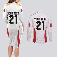 Peru Football Custom Couples Matching Long Sleeve Bodycon Dress and Long Sleeve Button Shirt La Bicolor Arriba Peru
