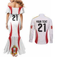 Peru Football Custom Couples Matching Mermaid Dress and Long Sleeve Button Shirt La Bicolor Arriba Peru