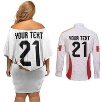 Peru Football Custom Couples Matching Off Shoulder Short Dress and Long Sleeve Button Shirt La Bicolor Arriba Peru